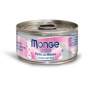MONGE DOG NATURAL kuracie mäso s hovädzím pre psov 95 g