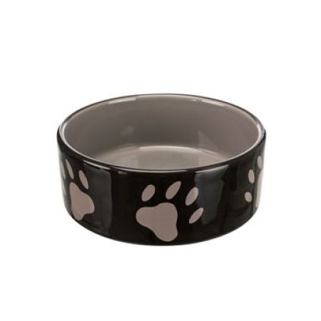 Trixie Keramická miska - hnedá / tmavo šedá + motív labky 0,8 l / 16 cm 