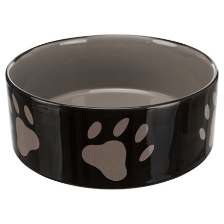 Trixie Keramická miska - hnedá / tmavo šedá + motív labky 0,8 l / 16 cm 