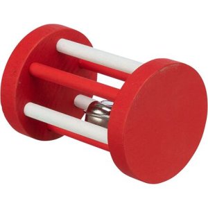 Trixie Xmas Roll - drevený valček s rolničkou pre hlodavce, ø 5 × 7 cm, červená/biela