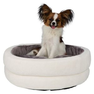 Trixie Okrúhly pelech LEVI s vankúšom plyšový, krémovo/sivý - 65 cm