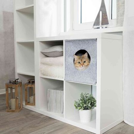 ANTON filcová krabica/jaskyňa pre mačku, vhodné do IKEA regálu 33cm sivá