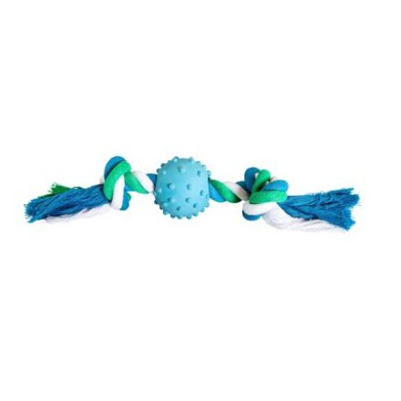 Bavlnený uzol HipHop s gumovou loptou 6 cm, 30 cm / 210 g zelená, modrá, biela