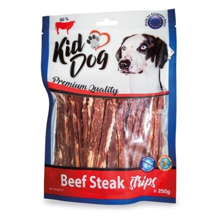 Pochúťka KIDDOG hovädzí steak v preužku 250g 1ks