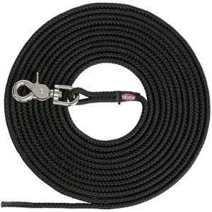 Trixie Stopovacie vodítko okrúhle, vypúšťacia karabína, čierna 10 m/ 6 mm