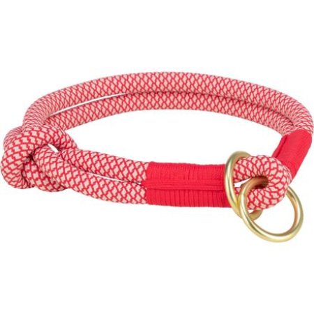 Trixie Soft Rope okrúhly polosťahovací obojok, červená/krémová 55 cm/ 10 mm