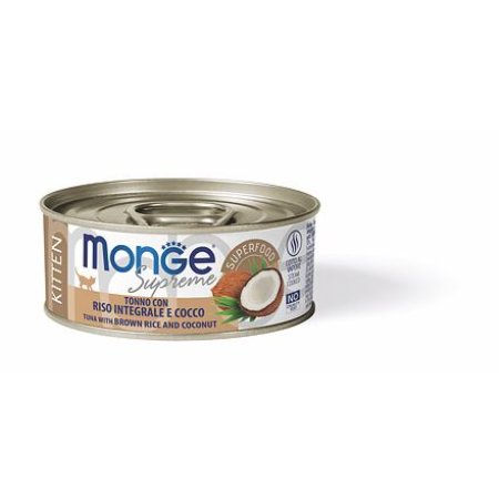 MONGE SUPREME KITTEN tuniak s hnedou ryžou a kokosom pre mačky 80 g