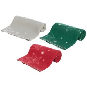 Trixie Xmas vianočná fleecová deka LUCIANO, mix farieb (červená, piesková, zelená) 100 x 70 cm