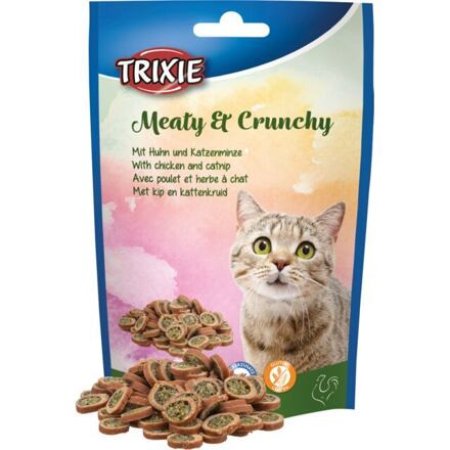 Trixie Meaty & Crunchy - kura s catnipom, chrumkavé mäsové maškrty, 50 g