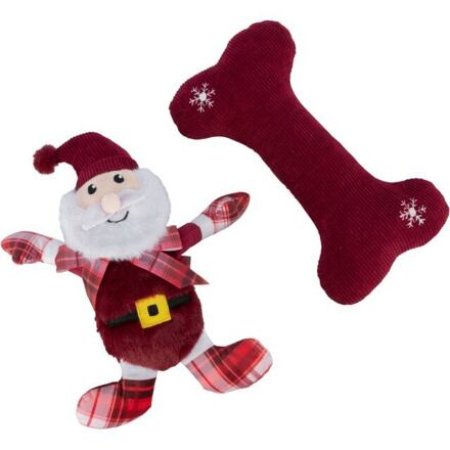 Trixie Xmas GIFT SET - vianočná darčeková sada hračiek (Santa, kosť), 30 cm, plyš/látka