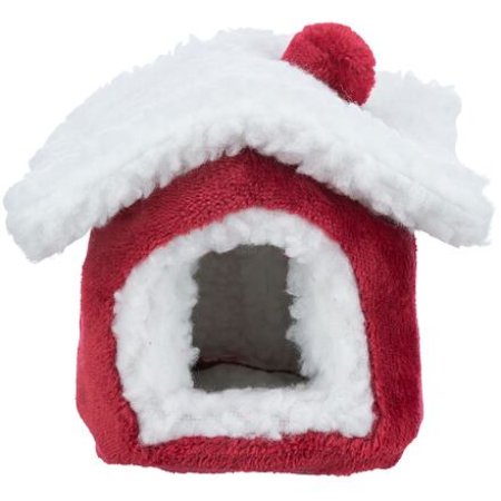 Trixie Xmas Cuddly CAVE - plyšový domček pre osmáka 23 x 18 x 24 cm, červená/biela