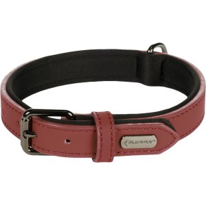 Flamingo Binti Kožený obojok s neoprénom Červená S/M