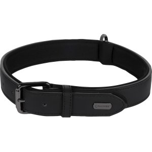 Flamingo Binti Kožený obojok s neoprénom Čierna XL