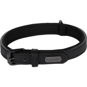 Flamingo Binti Kožený obojok s neoprénom Čierna S