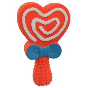 Hračka DOG FANTASY Latex lízatko srdca so zvukom mix farieb