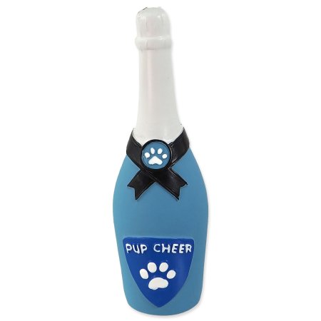 Hračka DOG FANTASY Latex fľaša sekt so zvukom modrá