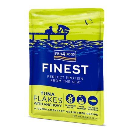 FISH4DOGS Kapsička pre psov Finest tuniakové kúsky s ančovičkami 100 g