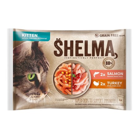 Shelma kapsičky pre mačiatko s lososom a morkou 4 x 85 g