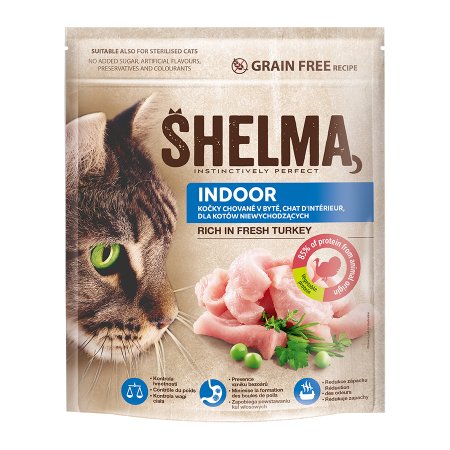 Shelma mačka Indoor s morčacím grain free 750 g