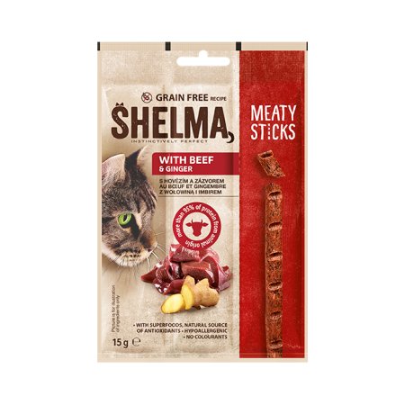 Shelma Snack mäsové tyčinky s hovädzím a zázvorom 15 g