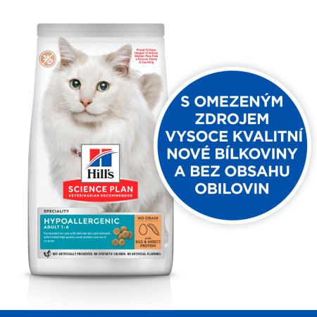 Hill’s Science Plan Hypoalergénne pre mačky s vajíčkom a hmyzím proteínom 1.5 kg