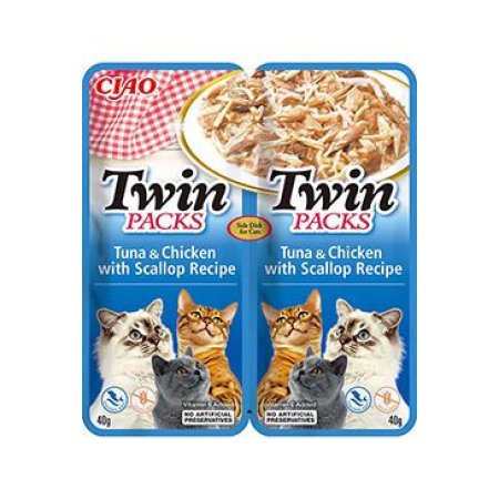 Churu Cat Twin Packs Tuna & Chick & Scallop in Broth 80g