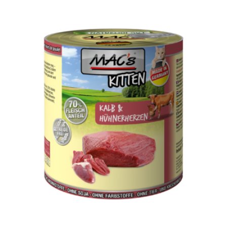 MACs Cat konzerva pro koťata telecí a kuřecí srdce 400 g