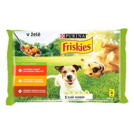 Friskies Adult Dog Multipack hovädzie kura jahňacie v želé 4 x 100 g