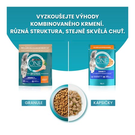 Purina One Bifensis Senior 7+ s kuraťom a celozrnnými obilninami 800 g