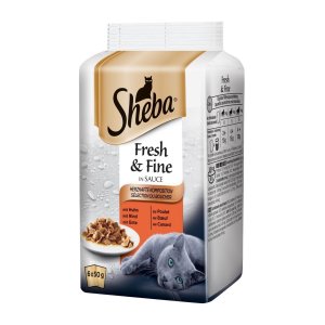 SHEBA vrecko Fresh&Fine mix hovädzie a kura 6pack 300 g