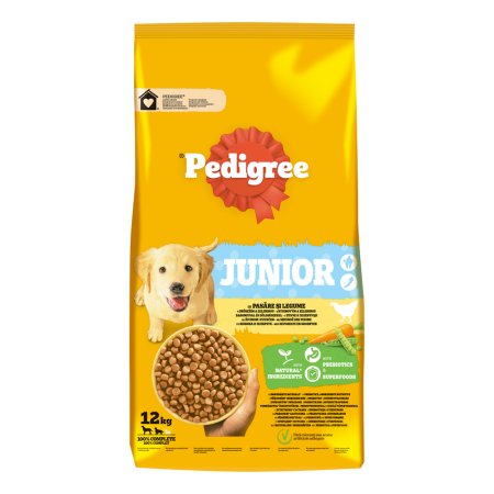 Pedigree granule M/L Junior hydinová so zeleninou 12 kg