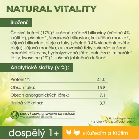 PERFECT FIT granule pre mačky Vital & Nature Adult kuracie a morčacie 650 g