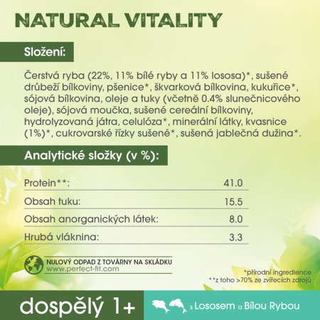 PERFECT FIT granule pre mačky Vital & Nature Adult s lososom 650 g