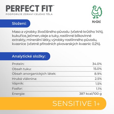 PERFECT FIT granule pre mačky Sensitive s morčacím mäsom 750 g