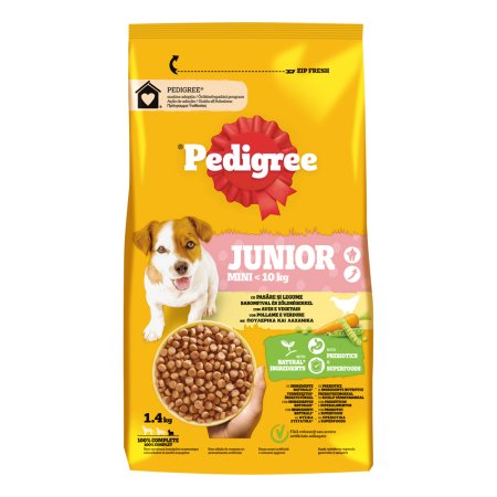Pedigree granule Mini Junior hydinová so zeleninou 1,4 kg