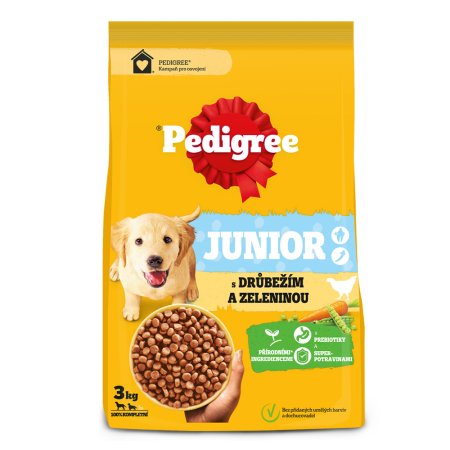 Pedigree granule M/L Junior hydinová so zeleninou 3 kg