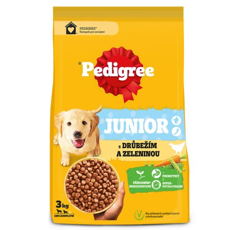 Pedigree granule M/L Junior hydinová so zeleninou 3 kg