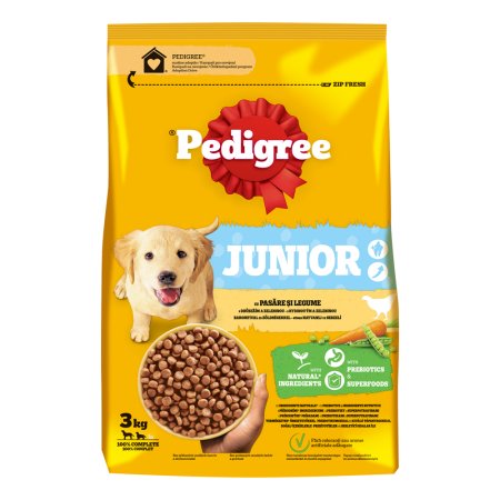 Pedigree granule M/L Junior hydinová so zeleninou 3 kg
