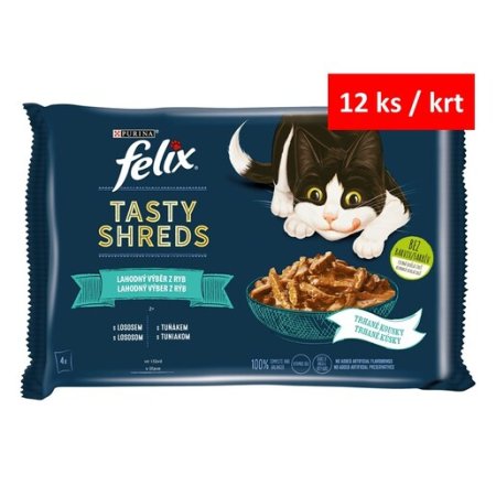 Felix Tasty Shreds Multipack s lososom a tuniakom v šťave 4 x 80 g