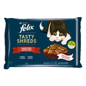 Felix Tasty Shreds Multipack s hovädzím a kuraťom v šťave 4 x 80 g