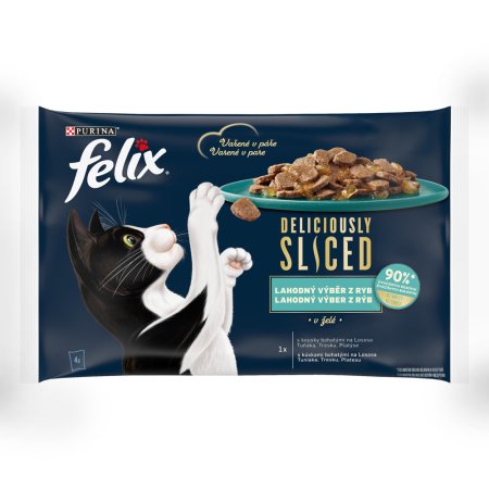 Felix Deliciously Sliced Multipack losos tuniak treska platesa v želé 4 x 80 g
