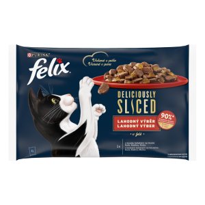 Felix Deliciously Sliced Multipack hovädzie kura kačica morka v želé 4 x 80 g