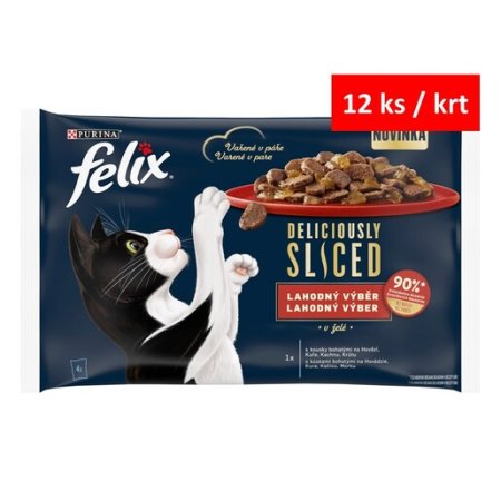 Felix Deliciously Sliced Multipack hovädzie kura kačica morka v želé 4 x 80 g