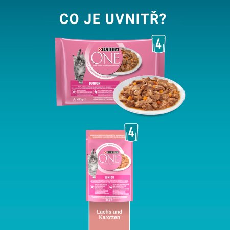 Purina One Multipack Junior minifiletky s lososom a mrkvou v šťave 4 x 85 g