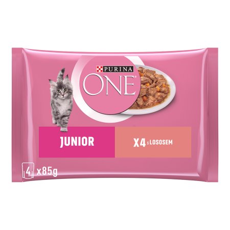 Purina One Multipack Junior minifiletky s lososom a mrkvou v šťave 4 x 85 g