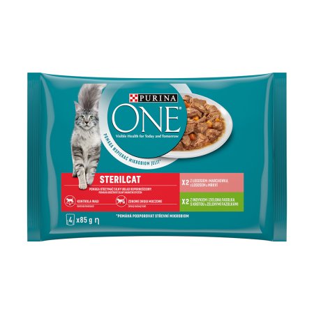 Purina One Multipack Sterilcat minifiletky s morkou a zelenými fazuľkami s lososom a mrkvou v šťave 4 x 85 g