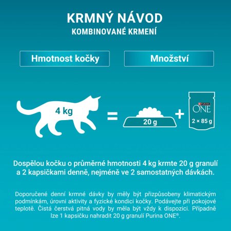 Purina One Multipack Indoor minifiletky s tuniakom a zelenými fazuľkami s teľacím a mrkvou v šťave 4 x 85 g