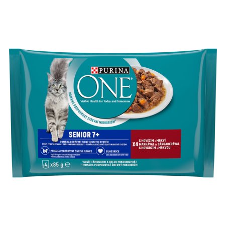 Purina One Multipack Senior minifiletky hovädzie s mrkvou 4 x 85 g