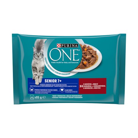 Purina One Multipack Senior minifiletky hovädzie s mrkvou 4 x 85 g
