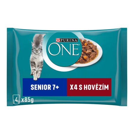 Purina One Multipack Senior minifiletky hovädzie s mrkvou 4 x 85 g